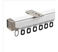 Tringle à rideaux en aluminium 1 canal - Support mural et de plafond avec accessoires d'installation - Idéal pour salon, chambre à coucher, salle de bain, hôpital (blanc, 1,7 m)