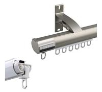 Tringle à rideaux en aluminium 1 voie avec rouleaux silencieux, montage mural, pour cloisons de séparation, 290 cm, couleur champagne, parfaite pour la décoration de la maison