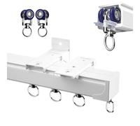 Tringle à rideaux en aluminium à 1 canal pour montage au plafond et au mur, séparateur de pièce avec rouleaux silencieux, fixations parfaites pour rideaux coulissants, blanc, 160 cm
