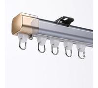 Tringle à Rideaux En Aluminium Avec Croisement, Rail De Rideaux Silencieux, Montage Au Plafond, Occultant, Silencieux, Accessoires Complets, Pour Salon Chambre Chamb(Size:1.8M,Color:Gris argenté)