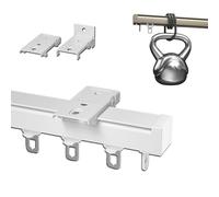 Tringle à rideaux en aluminium de 0,56 m, système de montage mural ou de plafond pour pergola et rideaux d'extérieur, blanc, 500 cm, polyvalent et durable pour douche et terrasse