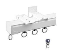 Tringle à rideaux en aluminium pour montage au plafond ou au mur, rail coulissant droit de 280 cm, rails à rideaux et accessoires robustes, séparateur de pièce pour baie vitrée (blanc)