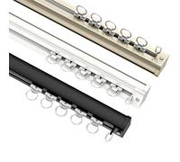 Tringle à rideaux en aluminium robuste pour séparateur de pièce - Tringle à rideaux pour plafond/mur pour la maison, le bureau, le salon, la chambre à coucher, l'hôpital - Noir, 2,8 m (2 x 1,4 m)