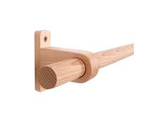 Tringle à rideaux en bois massif écologique de style romain 160 cm avec anneau de support en bois et solution élégante de décoration d'intérieur.