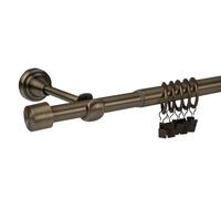 Tringle à rideaux extensible 110-200cm, Tringle à rideaux en métal, Longueur réglable de la tringle à rideaux, Tringles à rideaux réglables pour salon, 15 anneaux avec crochets en set, Or antique