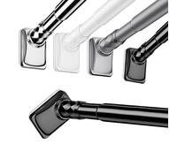 Tringle à Rideaux Extensible en Acier Inoxydable Barre de Douche sans Percage Autobloquante Fixation par Pression pour Salle de Bain Toilette Penderie Cuisine(Noir,360-450cm (142-177in))