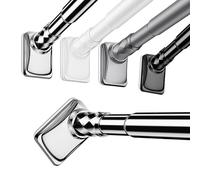 Tringle à Rideaux Extensible en Acier Inoxydable Barre de Douche sans Percage Autobloquante Fixation par Pression pour Salle de Bain Toilette Penderie Cuisine(SUS,410-500cm (162-196in))