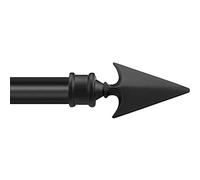 Tringle à rideaux extensible noire pour rideaux à œillets de fenêtre et porte de 91 cm à 168 cm - Tringle en métal avec embouts décoratifs plats et supports (19/16 mm) Deco Essential