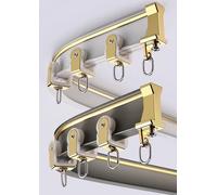 Tringle à rideaux flexible pour baies vitrées - Rail de plafond incurvé de 1 à 6 m, idéal pour salles de bains et cloisons de séparation, couleur champagne, longueur 5,4 m - Réglable et design