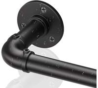 Tringle à rideaux industrielles noires pour fenêtres de 66 à 120 cm - Occultant d'extérieur - À enrouler autour des tringles à rideaux robustes de 2,5 cm - Tringle à rideau rustique en tuyau de 168 à