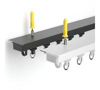 Tringle à rideaux murale - Rail monté au plafond pour cloisons de séparation de pièce et fenêtres - Installation facile requise - Système de tringle à rideaux blanc de 500 cm