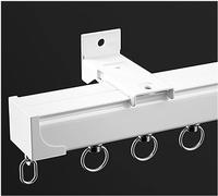 Tringle à rideaux murale robuste avec roue à roulement (blanc, 3,5 m)