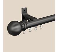 Tringle à rideaux murale simple en aluminium noir de 250 cm avec extrémités rondes, idéale pour séparateur de pièce dans le salon, la chambre à coucher, l'hôpital