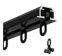 Tringle à rideaux noire avec poulie lisse - Kit de tringle invisible de 4,88 m (16 pi) pour plafond, barre cachée en alliage d'aluminium durable pour la séparation de pièces et la préservati