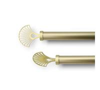 Tringle à rideaux Palme Laiton - Supports inclus - Extensible 120 à 210 cm - Diamètre 25/28 mm - Fixation par vis - Kit barre de rideaux extensible laiton avec supports