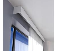 Tringle à rideaux réglable 3 en 1 avec cantonnière - 183 cm - Fixation au plafond - Rail opaque pour chambre à coucher et salon - Solution élégante de décoration d'intérieur