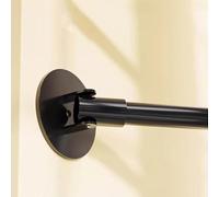 Tringle à rideaux réglable antidérapante 110-200 cm extensible ronde support mural support bride support rotatif 180° pour penderie et salle de bain vêtements suspendre
