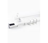 Tringle à rideaux réglable de 100 à 320 cm, double tringle à rideaux avec embouts rectangulaires, séparateur de pièce coulissant sans effort (blanc, 100 cm)
