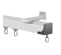 Tringle à rideaux réglable de 50,8 à 406,4 cm en aluminium avec rouleaux silencieux, système de tringle à rideaux blancs, parfait pour la décoration d'intérieur (côté blanc, 330 cm)