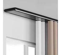 Tringle à rideaux réglable en aluminium à double rail de 4,1 m - Noir - Montage au plafond - Séparateur de pièce avec design perforé pour rideaux et cantonnières - Fonctionnement silencieux