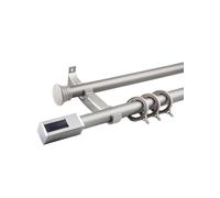 Tringle à rideaux réglable pour fenêtres de 100 à 320 cm, double tringle à rideaux avec extrémités rectangulaires, séparateur de pièce coulissant sans effort (gris, 100 cm)