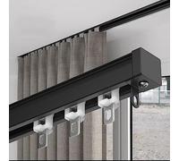 Tringle à rideaux résistante noire de 260 cm - Design en alliage d'aluminium silencieux - Parfaite pour les cloisons de séparation et les murs et élégante
