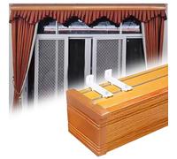 Tringle à rideaux rétro avec grain de bois, rail caché, cantonnière décorative pour baie vitrée, tringle à rideaux murale de 2,6 m pour décoration d'intérieur élégante