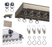 Tringle à rideaux robuste 2 couches en aluminium - 100 500 cm - Support de plafond réglable pour bureau, chambre à coucher, séparateur de pièce, hôpital (champagne, 140 cm)