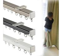 Tringle à rideaux robuste avec rouleaux silencieux de 4,5 m pour bureau et salon, montage au plafond ou au mur, solution de rideaux réglables blancs