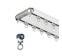 Tringle à rideaux robuste en aluminium - Rail de plafond double rail de 3,5 m pour chambre à coucher et hôtel - Facile à installer - Plusieurs options de longueur : 8,1 cm / 1,8 m / 2,8 m / 33,1 cm
