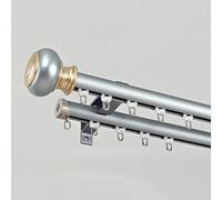 Tringle à Rideaux Romaine pour Tringle à Rideau Venez avec des Rouleaux Silencieux, des Supports Cachés, Une Tringle à Rideau Murale pour Le Salon Ou La Chambre à Coucher, Blue-Double, 3.9Ft/120Cm