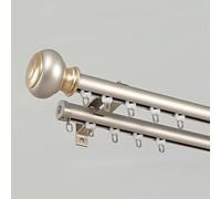 Tringle à Rideaux Romaine pour Tringle à Rideau Venez avec des Rouleaux Silencieux, des Supports Cachés, Une Tringle à Rideau Murale pour Le Salon Ou La Chambre à Coucher, Gold-Double, 3.9Ft/120Cm