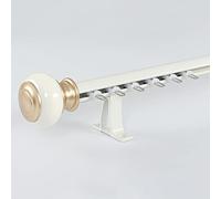 Tringle à Rideaux Romaine pour Tringle à Rideau Venez avec des Rouleaux Silencieux, des Supports Cachés, Une Tringle à Rideau Murale pour Le Salon Ou La Chambre à Coucher, White-Single, 3.6Ft/110Cm