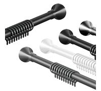 Tringle à Rideaux sans percage 40-500 cm Tringle Rideau Extensible - Barre Telescopique Acier Inoxydable pour Salle de Bain, Fenêtre, Porte, Penderie(Noir,50-75cm (19-29in))