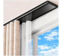 Tringle à rideaux silencieuse à double voie, 3. Support de plafond réglable en aluminium, design invisible pour chambre à coucher, salon, séparateur - Noir, options de 1,6 à 4 m disponibles