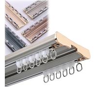 Tringle à rideaux silencieuse à double voie, montage plafond robuste, idéale pour salon, salle de bain, hôpital, séparations, gris, 3,9 m de long, sans bruit