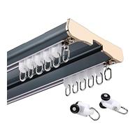 Tringle à Rideaux Silencieuse à Rails à Double Rangée, Double Rideaux, Double Tringle à Rideau pour Montage au Plafond, pour Salle de Bain, Placard, Jardin(Blue,280cm=9.2ft)