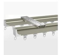 Tringle à rideaux silencieuse avec roulettes - Montage au plafond - Facile à installer - Pour séparateur de pièce, hôtel, balcon - Accessoires complets - 2,30 m - Système de garde-corps doré