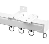 Tringle à rideaux silencieuse en alliage d'aluminium robuste - Fixation murale épaisse - Pas de fuite de lumière - Glissement lisse - Disponible en blanc champagne et noir - Parfait pour les rideaux