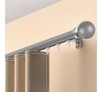 Tringle à rideaux silencieuse, en aluminium robuste, système de rails muraux, ensemble de tringles à rideaux durables pour chambre à coucher, salon, balcon, hôpital (gris, 3,8 m)