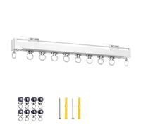 Tringle à rideaux silencieuse et robuste - Support au plafond de 76,2 cm - Rail de 2 mm d'épaisseur pour salon et chambre à coucher - Montage mural/plafond parfait pour cloisons de pièce - Finition