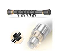 Tringle à rideaux télescopique réglable sans perçage extra longue pour salle de bain et chambre à coucher, gris, 2,1 à 3 m avec 20 anneaux de rideaux