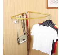 Tringle à vêtements d'angle murale 40 x 40 cm - Barre de placard dorée - Facile à installer - Angle droit - Gain de place - Pour la maison