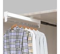 Tringle À Vêtements Extensible - Tringle À Vêtements De Levage Avec Système Tampon, Tube Télescopique Pour Penderie, Tringle À Vêtements Réglable De 30 À 80cm, Rail De Suspension Pour Armoire(450mm)