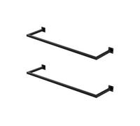 ML-Design 2x Tringle à Vêtements Rectangulaire, P30 x L110 cm, Noir, Acier Inoxydable, Tringle de Penderie Forme U, Portemanteau à Montage Mural, Porte-vêtements, Tringle à Linge + Matériel de Montage