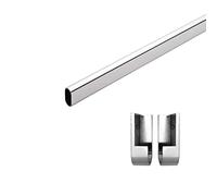 Tringle à vêtements pour penderie ou montage mural - Tube ovale en métal polyvalent en différentes tailles (90 cm avec support)