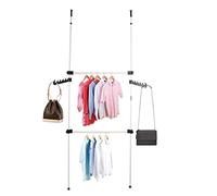 Tringle à vêtements réglable à monter soi-même, 2/4 croix, porte-manteaux mural extensible avec double barre