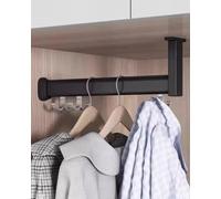 Tringle à Vêtements Réglable en Hauteur - en Forme De L, 15cm - 140cm De Long Tringles De Placard avec Kit Complet, Poteau Porte-vêtement en Métal Extensible, Black, 60cm(23 5/8")