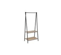 Tringle à vêtements robuste en métal avec étagères de rangement pour étagères à chaussures en bois à 2 niveaux 19_0000570