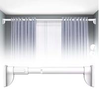 Tringle De Garde-Robe Hagig, Rallonge De Tringle De Placard Réglable sans Perce, Tringle à Rideau De Douche en Acier Inoxydable pour Armoire, Porte-vêtement, White, 1.8~3.0m (70.9~118in)